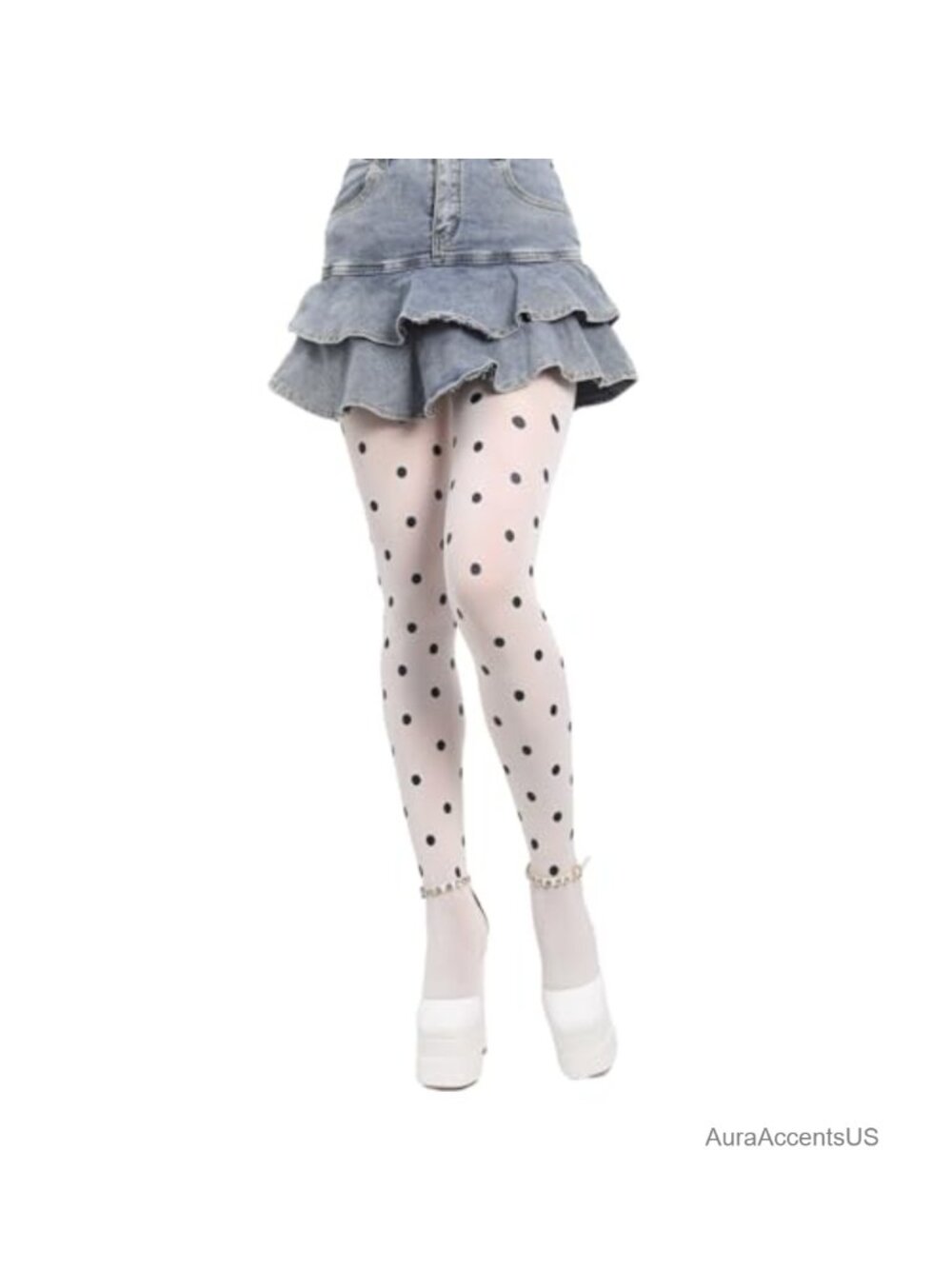 Women's Dot Patterned Tights Opaque Stockings Pantyhose Stylish Polyester